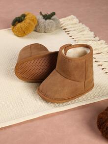 1 Pair Infant Boots With Hook And Loop Closure, Versatile And Minimalist Design. Soft Sole For Comfort And Durability, Suitable For Spring, Autumn And Winter - Brown - View 3