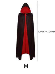 可翻转的黑色和红色万圣节圣诞斗篷，化妆舞会服装 - 黑色紅色雙面 - 查看 8