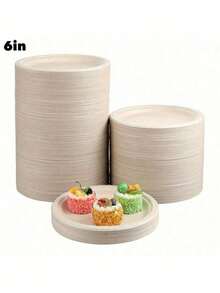 10/20pcs 6-Inch Thick Reusable, Leak-Proof Paper Plates, Suitable For Celebrations - Multicolor - View 1