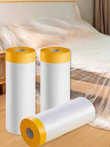 1 Cubierta de polvo desechable multiusos, película protectora de plástico grueso a prueba de polvo y polvo para la decoración de muebles, película protectora rociada por artesanos, película protectora doméstica con cinta adhesiva, que proporciona protección impermeable durante la renovación y limpieza de muebles, película de PE transparente e inodora, adecuada para escuelas, oficinas, familias y viajes, y se puede usar para bolsas, organizadores y almacenamiento.