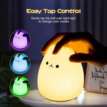 Luz nocturna de gato, lámpara nocturna linda, luces táctiles de gato de silicona esponjosa y portátil, regalo para cumpleaños y Navidad - gato - Ver 4