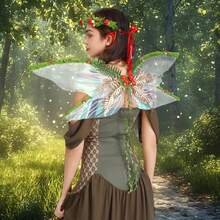 Butterfly Wing For Women, 3D Flower Fairy Sheer Wings Halloween Cosplay Supplies - 白色 - 查看 4