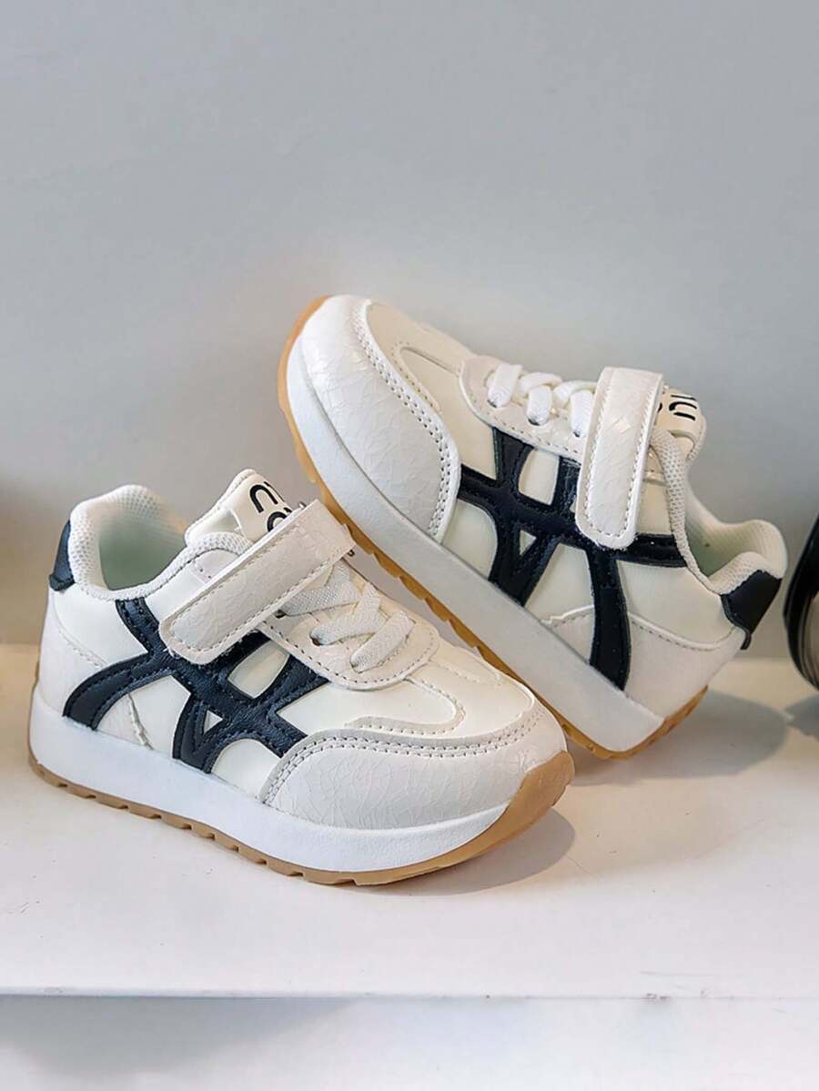 1 双男女款平底休闲运动鞋，耐磨防滑婴儿鞋，时尚百搭学生跑鞋，适合所有季节 - 黑色 - 查看 1