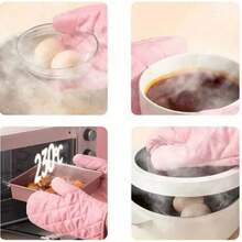 Solid Polyester Fabric Printing Oven Holder Set, Oven Gloves, Microwave Gloves And Table Protectors, Left And Right Hand Baking Gloves, Heat-Resistant Household Kitchen Boilers