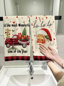 1pc/2pcs/6pcs Super Soft Microfiber Christmas Hand Towels, Santa Claus, Snowflake, Reindeer, Christmas Tree Pattern Design Dish Cloths, Kitchen And Dining Room Decor, Outdoor Party Supplies, Suitable For Christmas Kitchen And Bathroom Decor, Advent Calendar Gift, Christmas Surprise - Multicolor - View 1