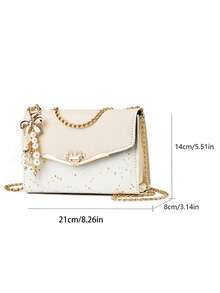 حقيبة كتف نسائية مزينة بسلسلة معدنية قابلة للطي، حقيبة كروس جديدة بتصميم أنيق مزينة بترتر، حقيبة رسول كورية عصرية، محفظة هاتف وحقيبة نقود