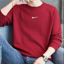 Nike 男士户外运动休闲舒适圆领套头长袖保暖卫衣，带刺绣Logo，建议购买大一码。 - 紅色 - 查看 7