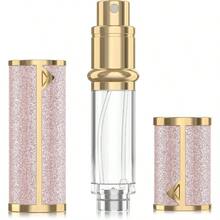 Perfume Travel Refillable Bottle, 5ml Glitter Leather Atomizer Perfume, Portable Size Cologne Sprayer, Fragrance Spray Bottle Woman Man Essentials Pink - Hồng - Xem 5