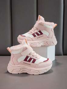 Children's Sports Shoes With Fuzzy Warm Lining, Comfortable And Non Slip Girls' Shoes, Popular In Winter 2025 With Fuzzy Lining For Sports Shoes