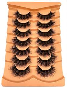 7 Pairs Dramatic False Eyelashes, 3D Faux Mink Lashes, Full Strip Lashes, Natural Looking Lashes, Fluffy And Thick Lashes, Thin Line Lashes, Cat Eye Lashes