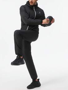 HOTSUIT Setelan Sauna Pria (Jaket dan Celana) Ideal untuk Latihan dan Olahraga - Hitam - View 4