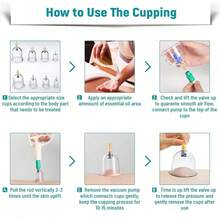 1 caja - Juego de 6 piezas/12 piezas de ventosas chinas profesionales, nuevas tazas de masaje, masajeador corporal con ventosas de succión al vacío y bomba manual, usado para masaje y tratamiento, mejorando la circunferencia de la cintura