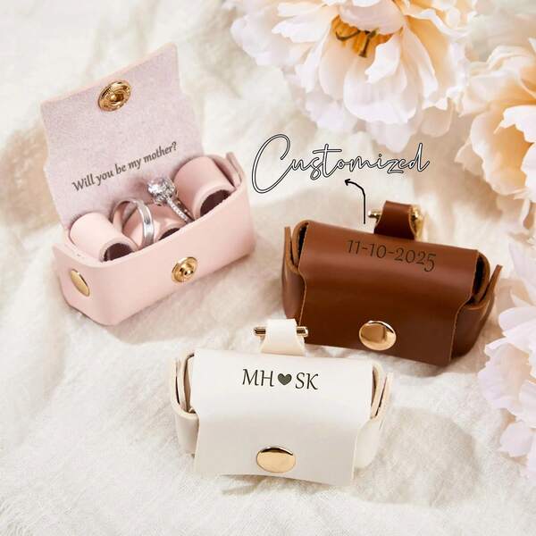 Custom Leather Ring Box Personalized Dog Ring Bearer Wedding Ring Box For Dog Collar Pet Proposal Ring Pet Accessories Pet Ring Box Dog Gift