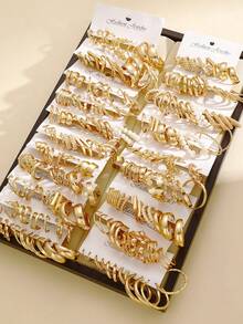 Random 108/48/36/16pcs Vintage Elegant Minimalist Geometric Multi-Element Heart Faux Pearl Earring Set, Personalized Basic Jewelry For Women, Suitable For Daily, Birthday, Travel, Party, Casual Date, Mother's Day Fashion Gift (Random Delivery)