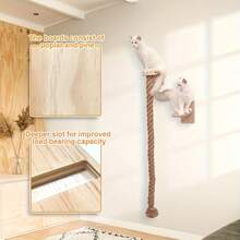 Wooden Wall-Mounted Claw Sharpening Device, Climbing Frame, Reinforced Cat Climbing Frame With Thick Sisal Rope, Cat Jumping Platform, Durable And Chew-Resistant Cat Toys - Lớn-1,5m - Xem 3