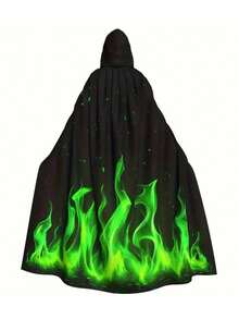 1 件狂欢节万圣节连帽斗篷死亡女巫网长斗篷舞会派对礼服 - 黑色 - 查看 8