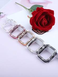 5-Pcs Set For Women, Rhinestone Decoration, Charming And Fashionable, Drop-Proof Protective Case, Compatible With Apple Watch Cases 38/40/41/42/44/45/46/49mm, Compatible With Apple Watch Series Ultra/Se/11/10/9/8/7/6/5/4/Se, Hard Pc Hollow Shell, Touch-Sensitive, Easy To Wear