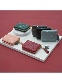 Small Women's Leather Wallet With Card Holder, Tassel And Elegant Pocket, Model 1003. - 黑色 - 查看 2