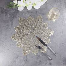 Juego de 4 piezas/8 piezas/12 piezas/16 piezas de manteles individuales y posavasos con diseño de espiga de trigo con lámina de oro, de PVC antideslizante y aislante térmico, adecuado para hoteles y restaurantes de comida occidental