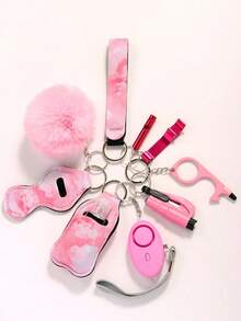 9pcs Women's Self-Defense Keychain Set, Safety Keychain With Personal Alarm, Knife Keychain Accessories, Birthday Gift For Mom, Ladies, Girls, Casual, Halloween, Car Accessories, Bag Decor Halloween Accessories Teachers Day Bag Accessories Lanyards With Id Holder Car Accessories Bag Charms