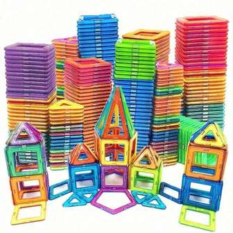 Big Size Magnetic Building Blocks - STEM Toys Construction Set With DIY Magnets, Learning Educational Magnet Toys, Random Colors For Birthday Gift