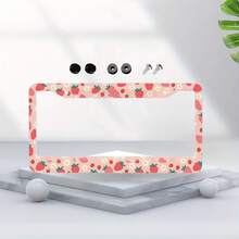 1pc, Strawberry Pattern Aluminum License Plate Frame – Cute Pink Design With White Strawberries & Flowers, Fit For US Cars, Perfect Gift For Family & Friends, Decorative Car Accessory, 31*16cm(12.2*6.3inch) - 31*16cm (12,2*6,3 inch) - Xem 10