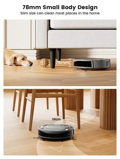 Lefant LEFANT M210P Robot Stofzuiger 3.1in Ultra Slim 11in Diameter Self Charge 2200Pa Suction 120Mins Voice Control Pet Hair Tapijt Precise Avoidance view 3