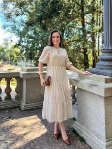 RIVERA. PLAIN MIDI DRESS WOMEN'S FASHION SUMMER DIARY - 米色 - 查看 5
