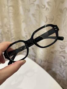 1pc Women's Casual Retro Square Black Flat Glasses, Suitable For Daily Wear And Street Photography - Multicolor - View 6
