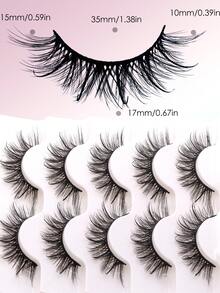 FindLove 5 Cặp Mi Giả 10-17mm Mi Manga Mềm Mịn và Tự Nhiên, Mi Nối Tự Nhiên, Mi Giả Lông Chồn Dưỡng Dày Dài Cong Mịn, Quà Tặng Cho Bé Gái Và Phụ Nữ, Dụng Cụ Trang Điểm - màu đen - Xem 5