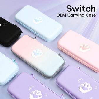DATA FROG Switch Console Carrying Case Cute Cat Paw Theme Limited Edition Protective Cover Storage Bag For Commuting And Organizing