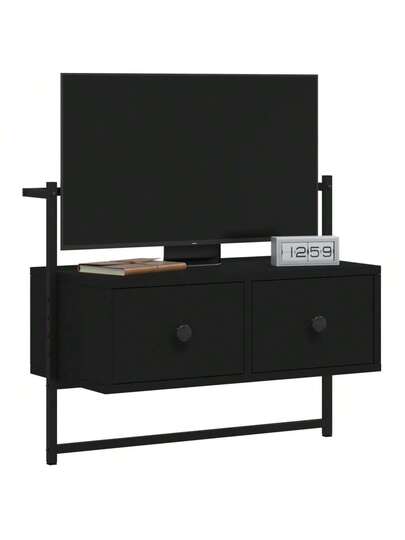 VidaXL Wand Mounted TV Cabinet 60.5x30x51 Cm, Finished Wood, Zwart view 3