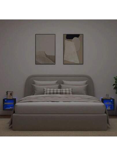 VidaXL TV Wand Units LED Lighting, stuks 30x28.5x30 Cm, Zwart view 3