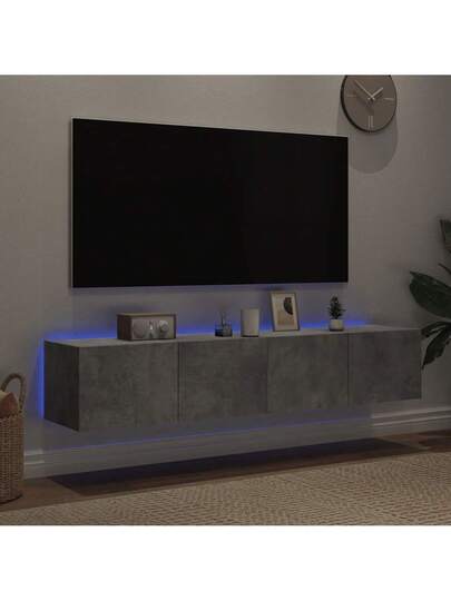 VidaXL TV Wand Units LED Lighting, stuks 80x35x31 Cm, Concrete Grijs view 3