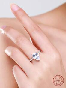 925 Sterling Silver 3CT Pear Shaped Cubic Zirconia Promise Halo Engagement Promise Eternity Ring For Women Engagement Wedding Gift