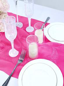 1 Stück transparenter Organza Stoff, Seide Organza Stoff für Hochzeitsfeier Dekoration, Vorhang Hintergrund - Heißes Pink - Übersicht 4