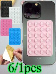 1pc Silicone Suction Cup Square Phone Case Holder With 24 Suction Cups, Silicone Hands-Free Phone Stand For Selfie And Video