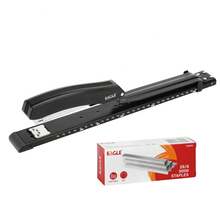Eagle Long Reach Stapler With 5000 26/6 Staples, Full Strip, 20 Sheet Capacity, With Built-In Ruler And Adjustable Locking Paper Guide, Black