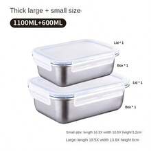 10/8/6/4/3/2/1件套不锈钢便当盒，厨房冰箱储存保鲜剂，学校午餐盒，餐食保鲜盒水果沙拉保鲜食品储存盒户外野餐食品保鲜盒谷物储存盒，防漏餐食准备午餐盒密封保鲜剂，厨房肉类、腌菜、水果和蔬菜保鲜， - 銀色 - 查看 26