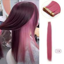 20 piezas Mini extensiones de cabello con cinta adhesiva invisible de 24 pulgadas rectas, extensiones de cabello sintético con cinta de colores para disfraz de Halloween, vestido de fiesta, Navidad, Año Nuevo