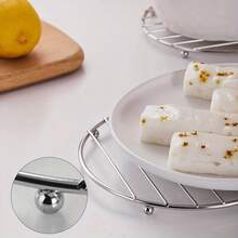 1套圆形不锈钢耐热锅垫锅架蒸笼架加厚家用防烫碗盘垫桌面垫收纳垫 - 銀色 - 查看 3