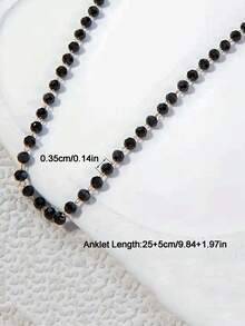 Elegant Women's Stainless Steel Necklace/Bracelet/Anklet With Black Round Beads & Golden-Tone Accents - Classic Minimalist Design, For Everyday Casual Or Formal Wear, Year-Round Jewelry Gift