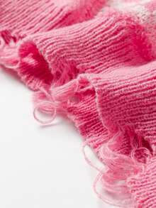 1 件青少年男孩中性款休闲宽松圆领十字图案针织毛衣，街头风格，适合春秋冬 - 粉色 - 查看 6