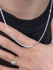 1 Piece Of Shiny Simple Chain Necklace For Men And Women 18 Inches - Star - View 4