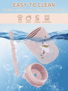 1pc Mini Portable Straw Cup For Kids 150ml , Made Of Food-grade Silicone Material , Ideal For Infants And Toddlers In Their First Feeding Stage - Baby Pink - View 9
