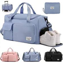 ANNA TOSANI Bolsa Fitness Maleta Deporte, Bolsa Deporte con Compartimentos para Zapatos y Bolsillo Húmedo para Hombre y Mujer Bolsa de Viaje Grande Deporte Bolsa Gimnasio Plegable Natación (Azul) - AZUL - Ver 6