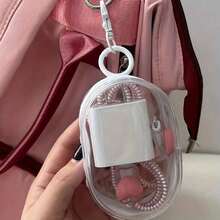 Portable Transparent Charging Storage Bag With Zipper Multifunctional Headphone Travel Accessories With Keychain - trắng - Xem 2