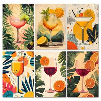 6 件套成人数字油画套装，简易数字丙烯油画，DIY 花卉数字油画套装，画布无框，适用于家居墙面装饰 7.87x11.81 英寸