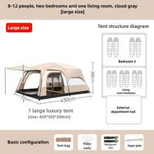 2-Room 1-Living Room Outdoor Tent, Durable Polyester & Iron Frame, Zippered Closure, Suitable For Camping, Hiking, Backyard, Mixed Color - Portable Family Camping Shelter, Suitable For Camping, Hiking Gear, Natural Environment, Sturdy Structure, Adventure Enthusiasts, Camping Equipment, Spacious Design, Weather-Resistant Material, Adventure Travelers