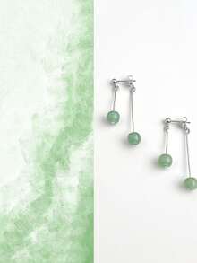 一对原创手工天然宝石925银耳环，新款流苏中国风耳环，复古多功能佩戴，适合女性日常佩戴 - 銀色 - 查看 2